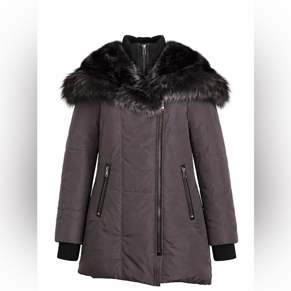 Sicily Clothing Women’s Medium Natural Fur Trim Puffer Coat Winter Luxe Chic